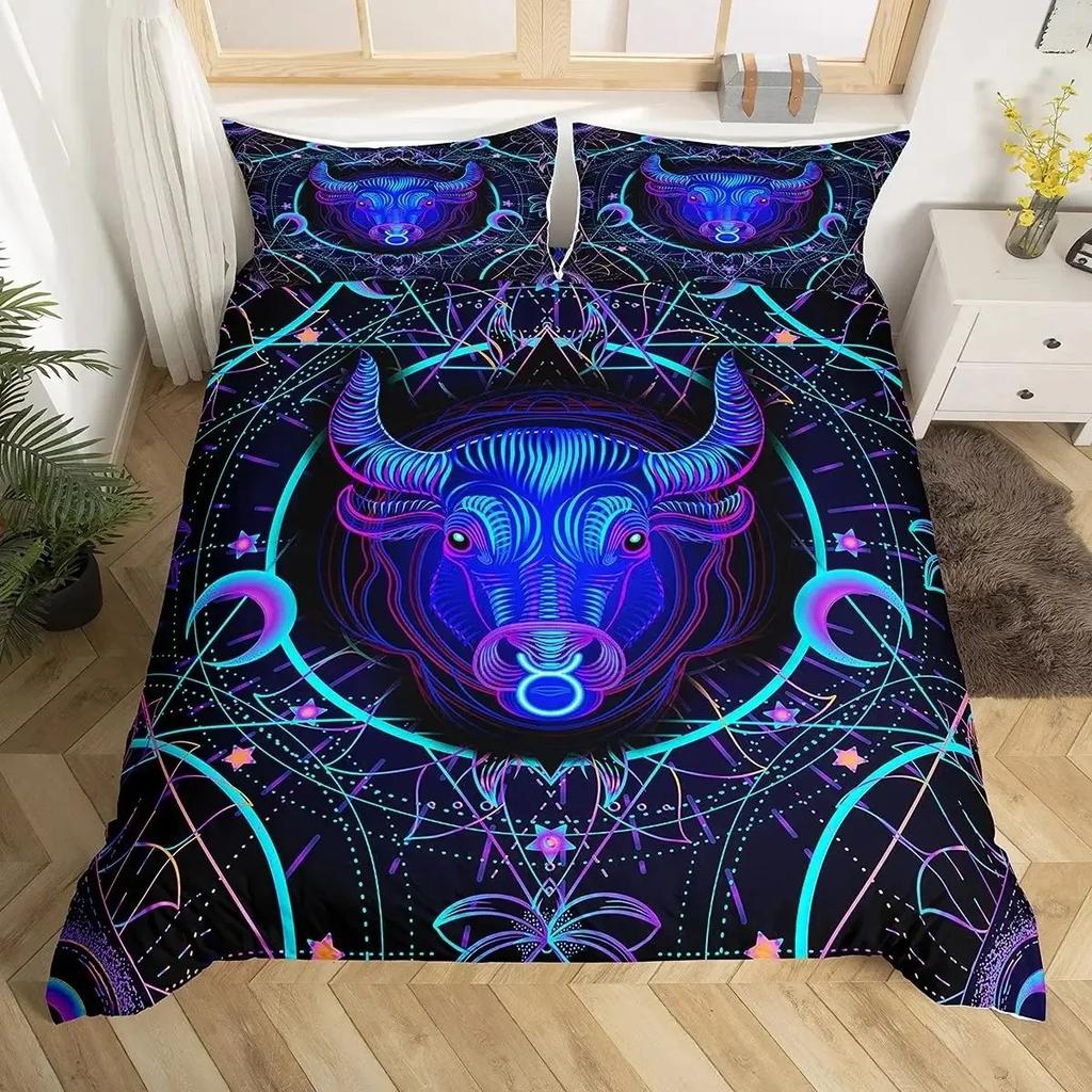 Zwillinge Königin König Bettbezug Sternbild Horoskop Bettdeckenbezug Astrologie Galaxie Bettwäscheset Stern Polyester Steppdeckenbezug