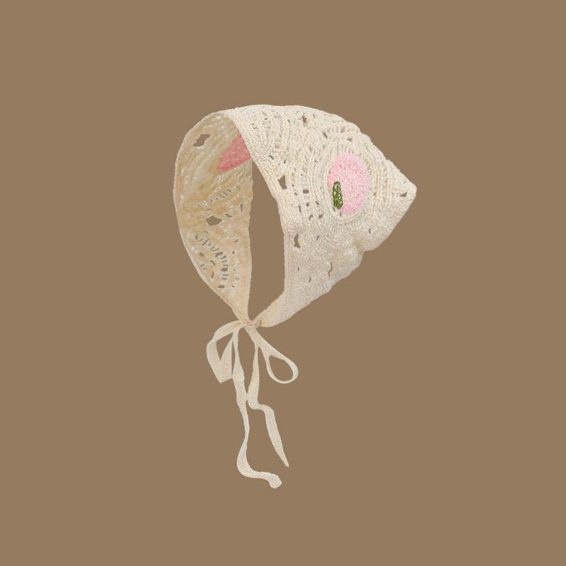 Headscarf Hat Pastoral Style Triangle Headband For Women Girls Handmade Crochet Headband Little Flower Headscarf