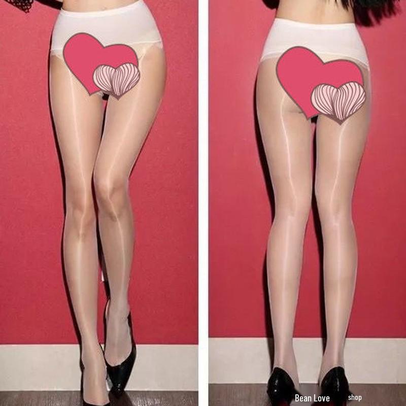 Satin 360 Aurora 3D Seamless Transparent Oily Stockings with Foot Shape for Women
