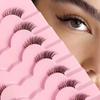 European & American Fox-Eye Slanted False Eyelashes, Dense & Curled, Synthetic Fiber Half Lashes - 10 Pairs