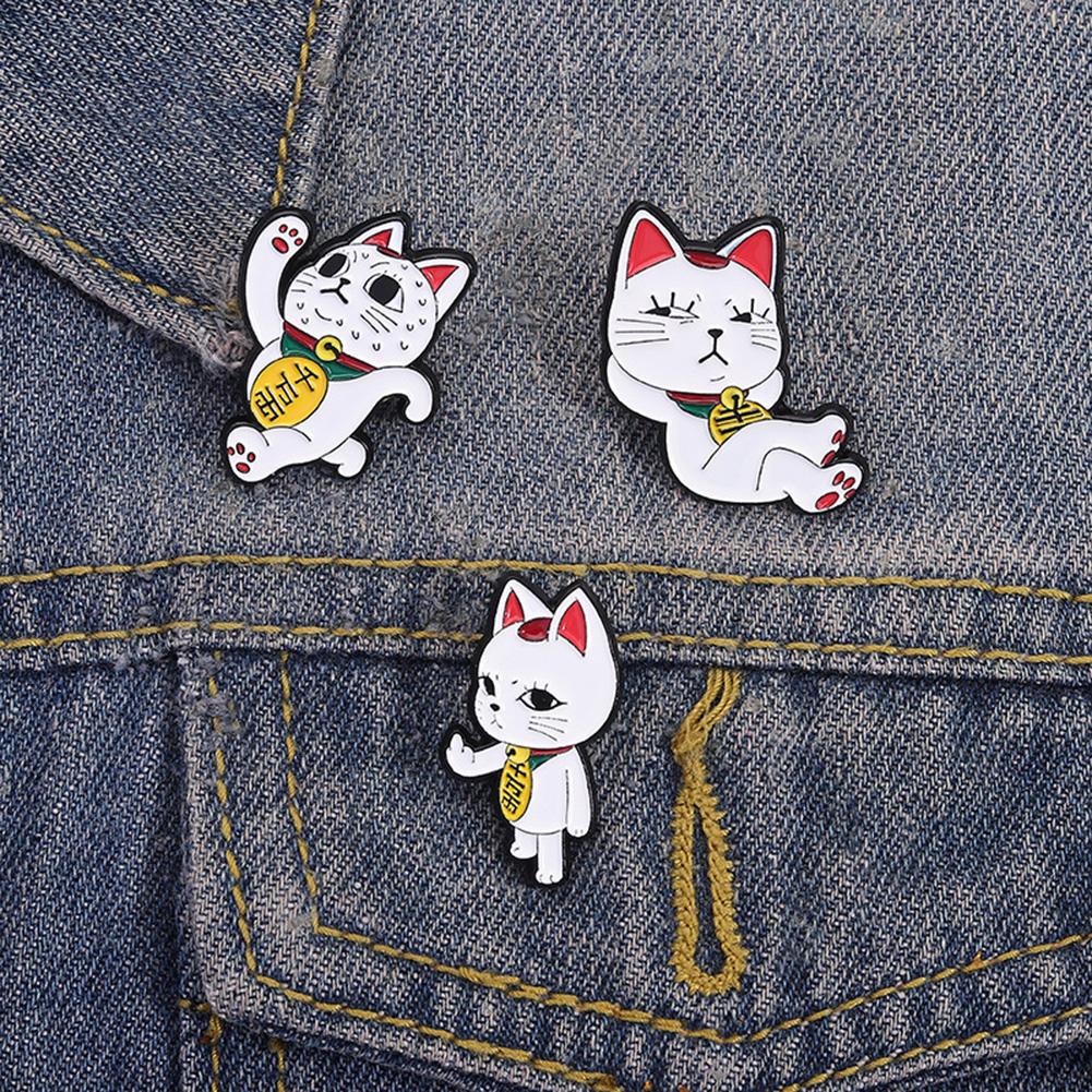 Cartoon Cute Styling Lucky Cat Alloy Brooch Enamel Pins Personalized and Trendy Metal Badge Accessories Funny Gifts