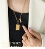 Love Letter Rabbit Pendant Necklace: Rectangle, Long Chain, Fade-Resistant Gold-Plated Titanium Steel.