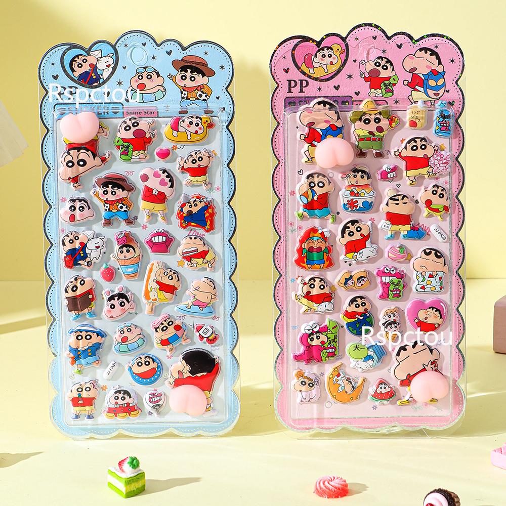 Kawaii Crayon Shin-chan Happy Buttocks Stickers for Phone Case Laptop Stationery CuteSoft Pinched Decompression Sticker Toy Gift