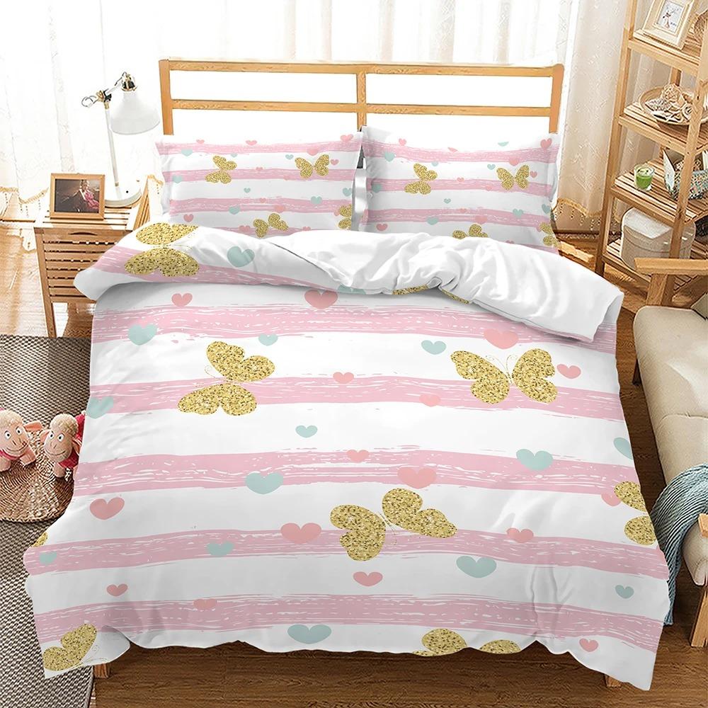 Butterflys Birds Flying Animal Comfortable Duvet Quilt Cover Pillowcase Bedding Set Children Bedroom Decoration Home Textile