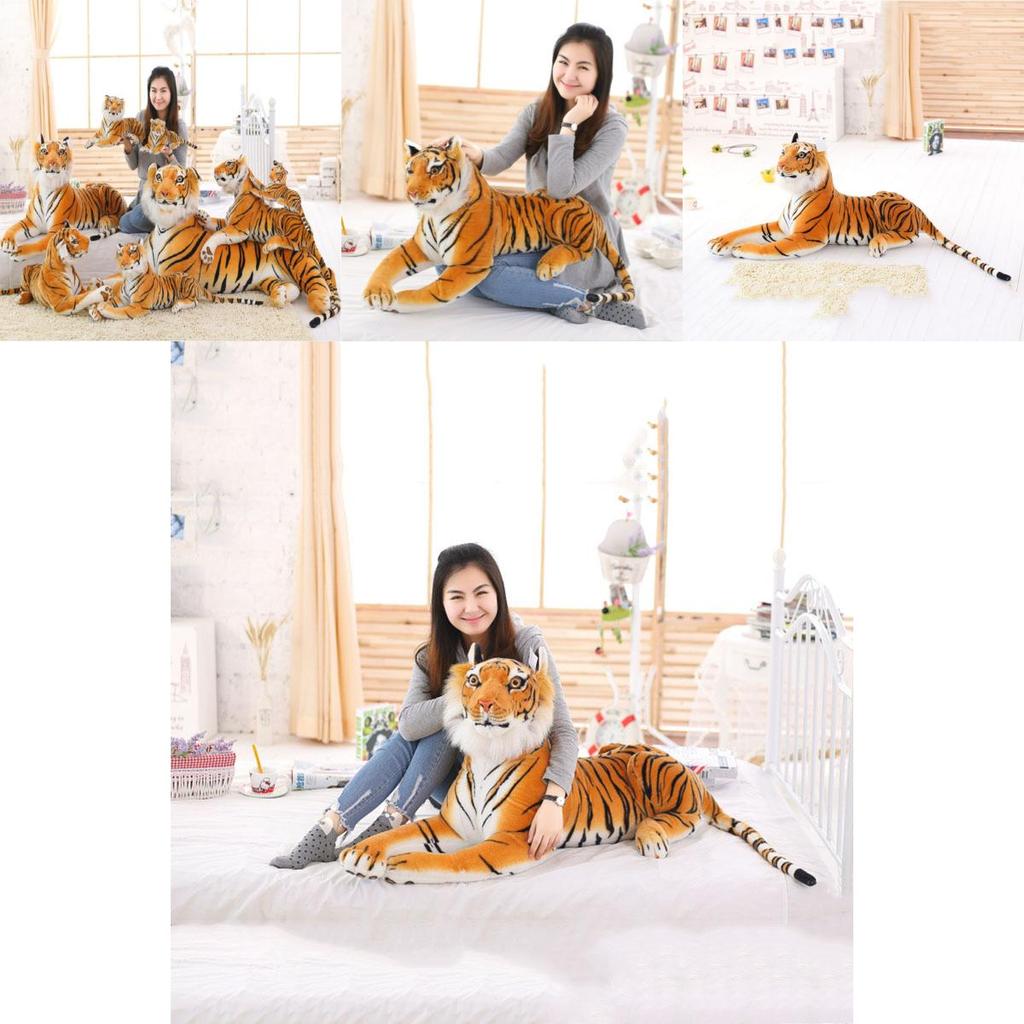 Luxurious Tiger Plush Animal Realistic Big Cat Orange Bengal Soft Stuffed Toy Pillow