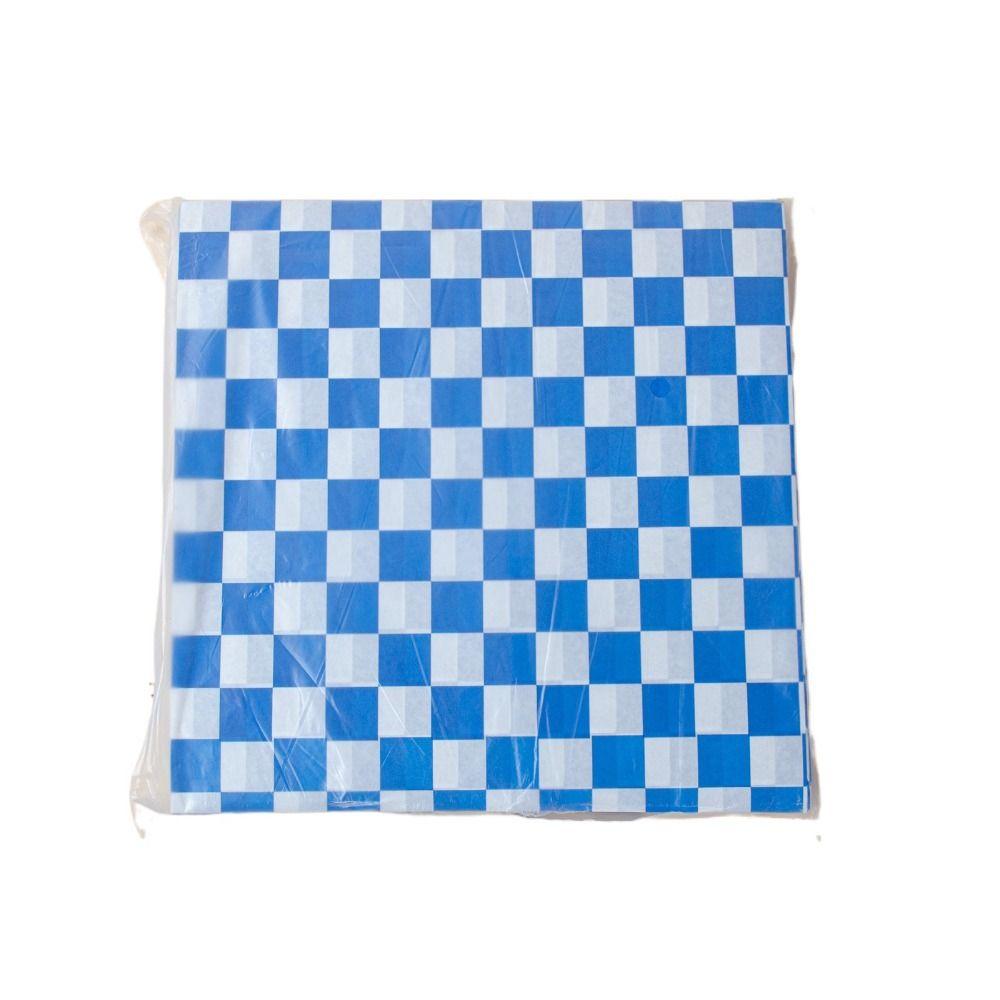 

100Pcs Square Hamburger Packaging Paper Grid Pattern Greaseproof Paper Rice Ball синий