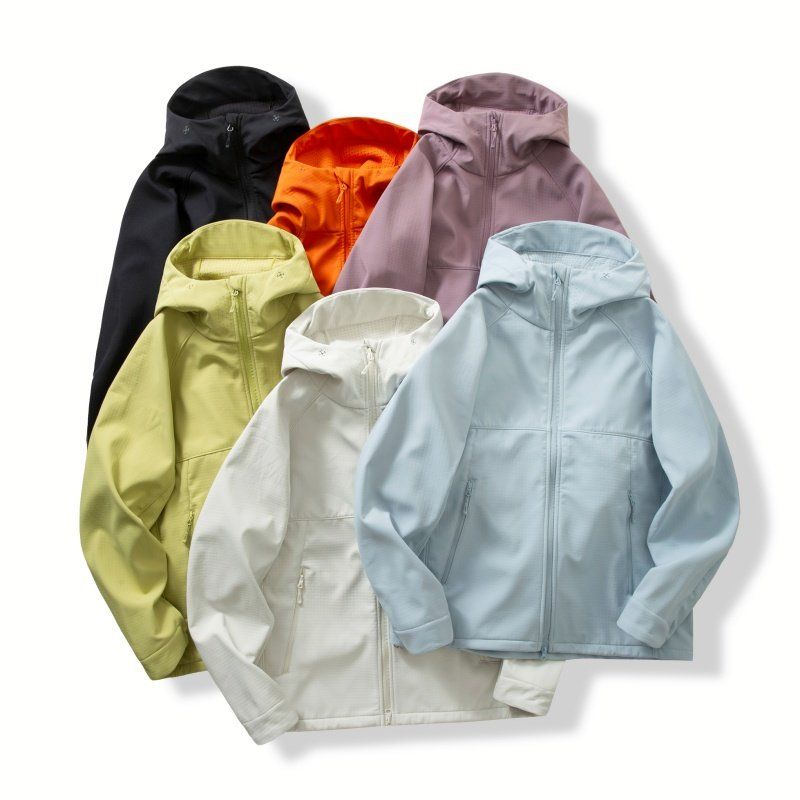 Original Foreign Trade Outdoor Autumn and Winter Hooded Fleece-Lined Softshell Jacket for Men and Women, Couple Style, Windproof and Waterproof