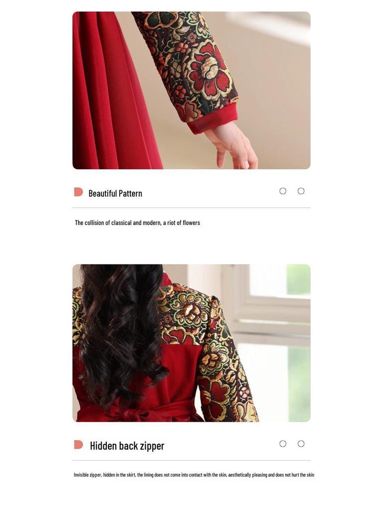 Robe Qipao en Velours pour Filles - Style Chinois Nouvel An, Collection Automne/Hiver