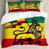 Lion Print Duvet Set Full Size Animal Flower Quilt Cover Natural Theme Bedding Three-Piece Set