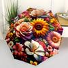 Colorful Floral Bouquet Wall Art DecorUmbrella with Cute Design,Portable 3-Fold Compact Umbrella for Men&Women,Valentine's Day Mother's Day