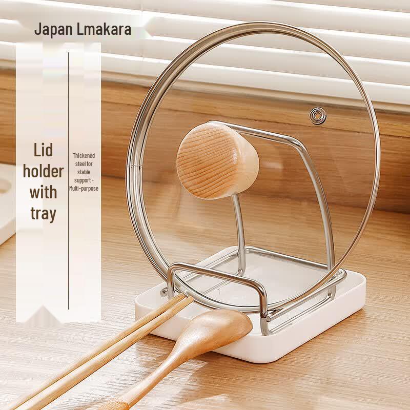 Stainless Steel Pot Lid and Cutting Board Countertop Rack