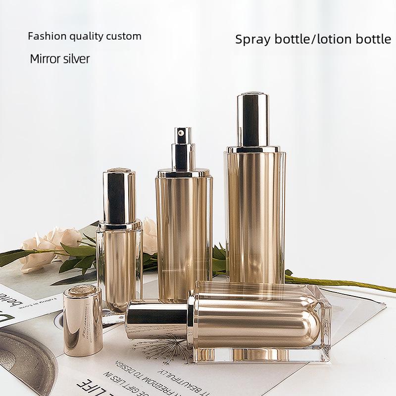 Diamond Square Acrylic Spray Bottle - Gold High-End Cosmetic Container