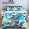 Squirtle Muster Bettwäsche Heimdekoration Geburtstagsgeschenk (1 Bettbezug + 2 Kissenbezüge, ohne Füllung)