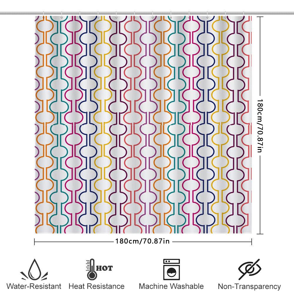 Stylish Colorful Pattern Shower Curtain For Bathroom Decor Waterproof Fabric With Eye Hooks Loop Design