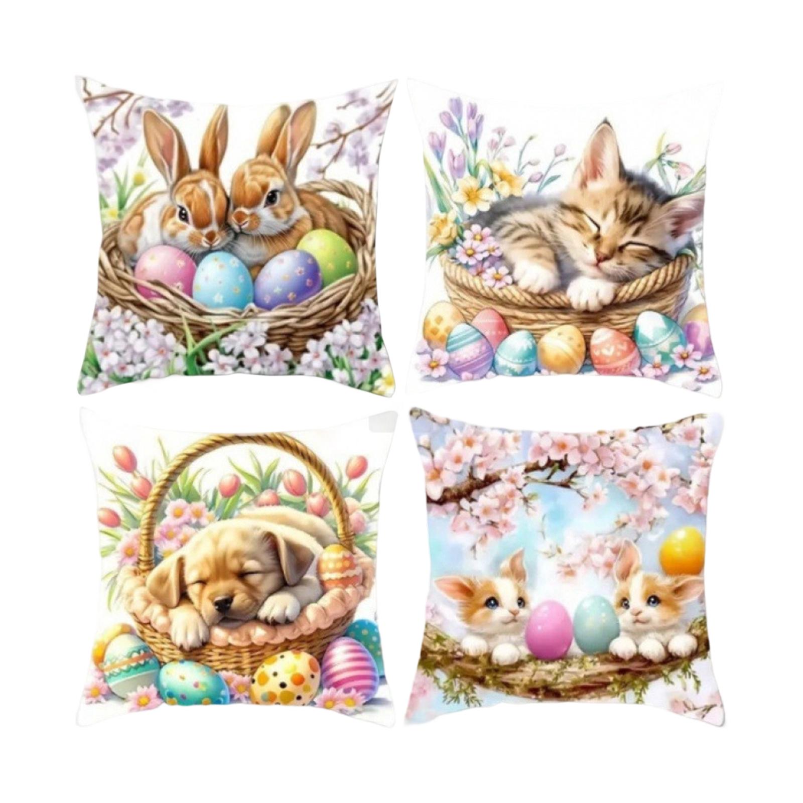 

Easter Bunny Pillowcase Sofa Pillow Bed Headrest Cover Short Furry Pillowcase