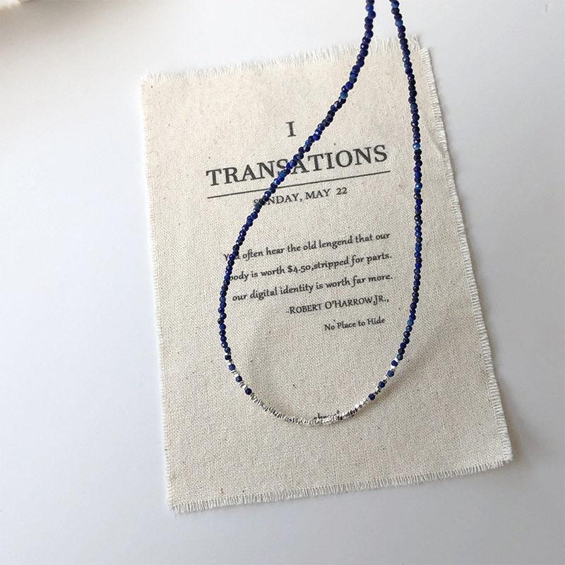 925er Sterlingsilber Lapislazuli Perlen Schlüsselbein Kette Halskette für Damen Farbverlauf Blau Leichter Luxus Stil Lässig Pendeln