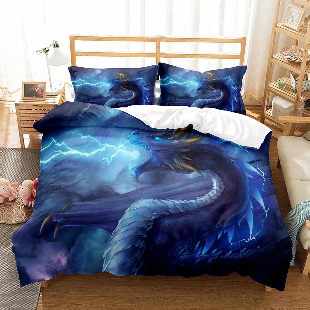 Comforter Cartoon Dragon Fly Dragon Wild Animal Comforter For Kids Boys Men Bedding Set Lightweight Soft