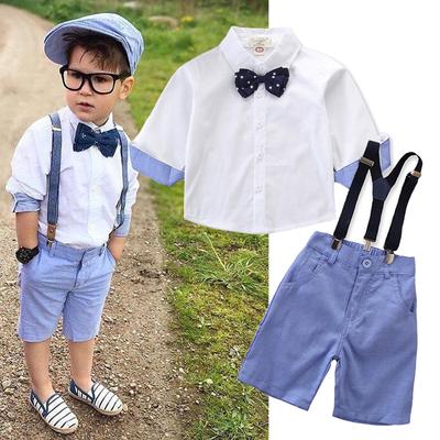 Toddler Baby Boy Gentleman Outfit Bowtie Romper Shirt Suspender Pants Shorts Set