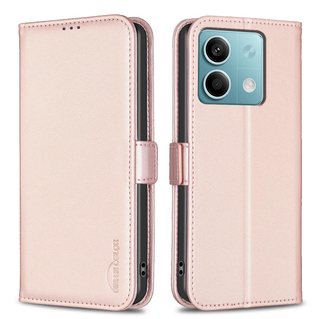 

BINFEN COLOR BF31 For Xiaomi Redmi Note 13 4G Case with Wallet Stand PU Leather Flip Phone Cover Pink