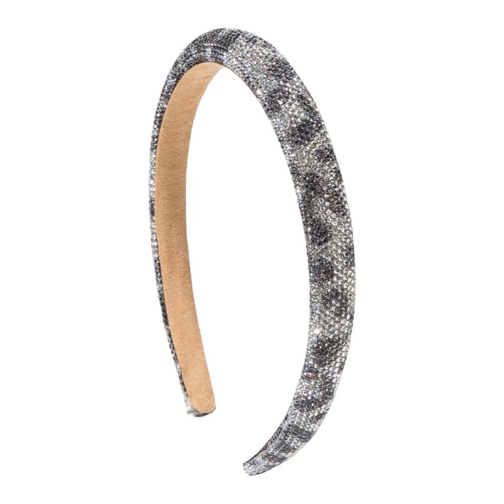 Bling Leopard Print Hairband Wide Women Hair Hoop Sparkly Rhinestone Headband  Wedding чёрный