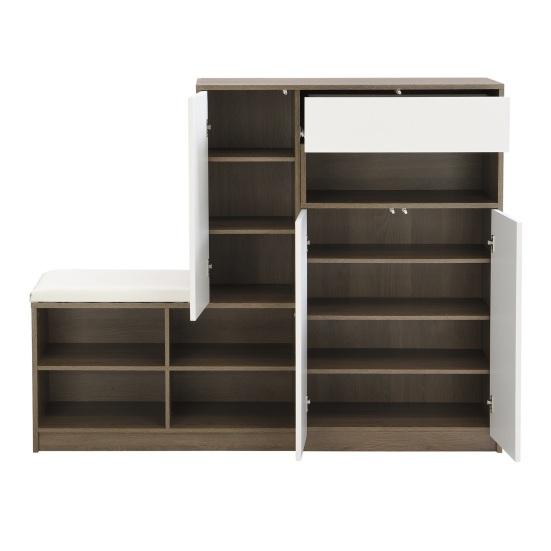 Shoe Storage Bench & Shoe Cabinet, Multifunctional Shoe Rack with Upholstered Seat, Versatile Shoe Storage Solution with Adjustable Shelves for The