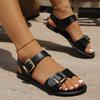 Summer women's flat bottomed belt buckle lightweight open toe sandals