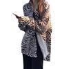 Zebra print shirt for women, 2024 new black and white Hong Kong style, loose and versatile casual long-sleeve top for women