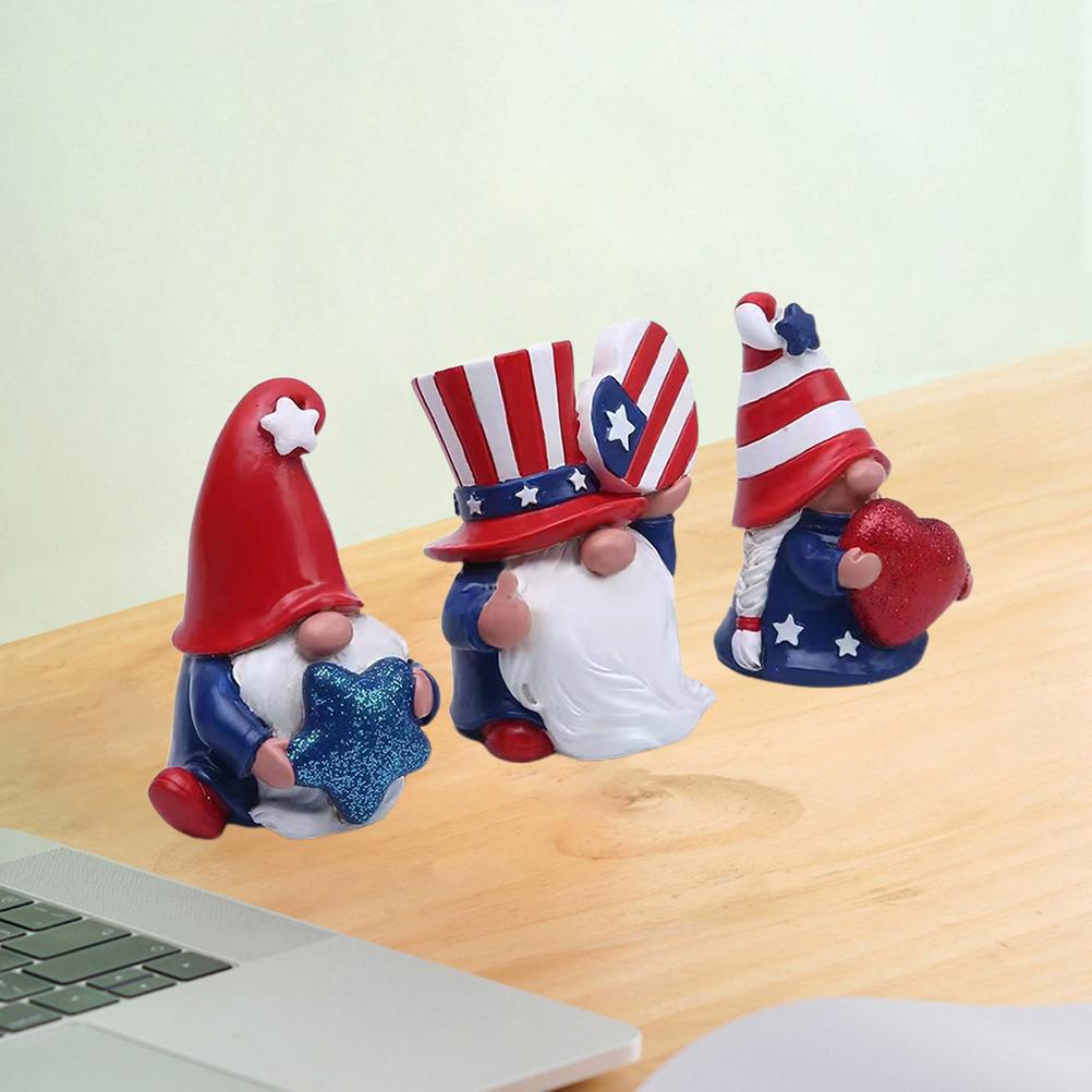 3 Pack Patriotic Gnomes Decorations USA  and Stripes Elf Gifts Patriotic 4th of July Gnomes Figurines Independence Day