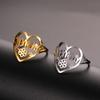Heart Ring for Mom Flower Finger Jewelry MOMMY Stainless Steel Accessories Mother's Day Gift for Women Family Wholesale 2026 New