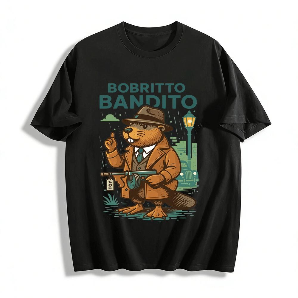 

Bobritto Bandito Gangster Beaver Graphic Print Casual Tee Pure cotton T-shirt XXS