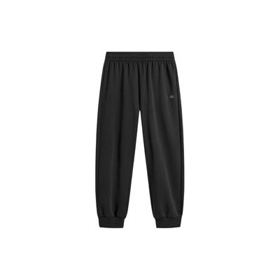 Li Ning Sports Lifestyle Series Effen Kleur Middenhoge Taille Toelopend Comfortabele Gebreide Sportbroek Dames Onderstukken Zwart AKLU330-1