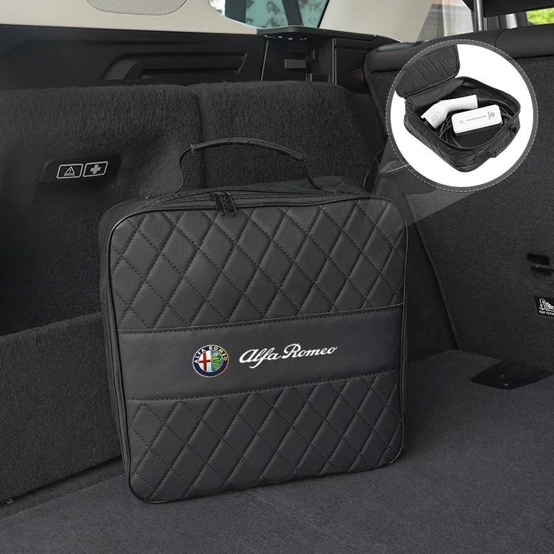 Car Stickers For Alfa Romeo Leather Car Charging Cable Storage Box New Energy Charger Portable Bag For Alfa Romeo 4C 159 166 Spi