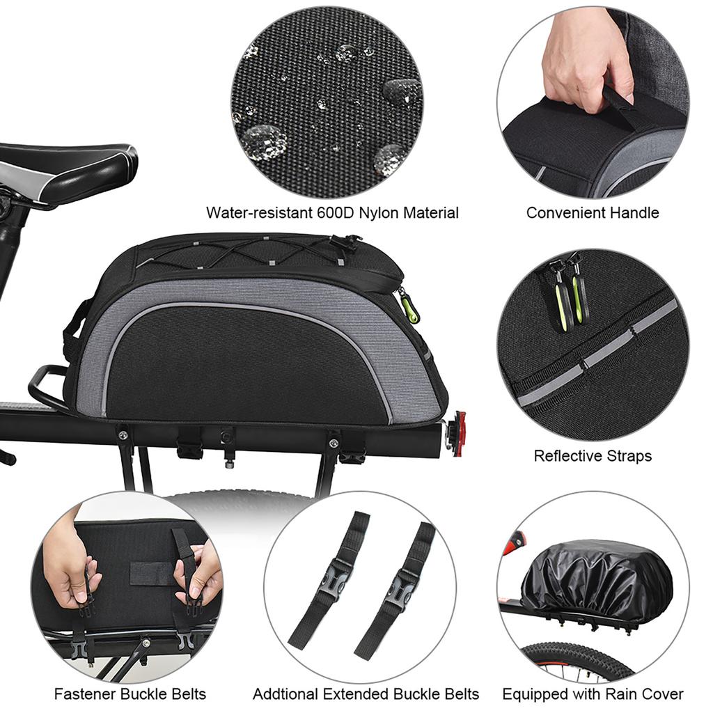 Bike Bag 7L Bag Water Resistant Bike Rack Bag with Waterproof Rain Cover