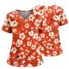 Women's Casual Printed V-Neck Pocket Side Slit Short Sleeved Top Short Sleeved Top