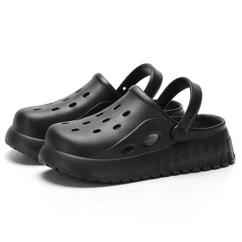 

Летние туфли Lucyever для женщин на открытом воздухе 2024 года, однотонные закрытые пляжные тапочки с закрытым носком, женские нескользящие шлепанцы Eva Cloud Slides, женские 44-45 чёрный