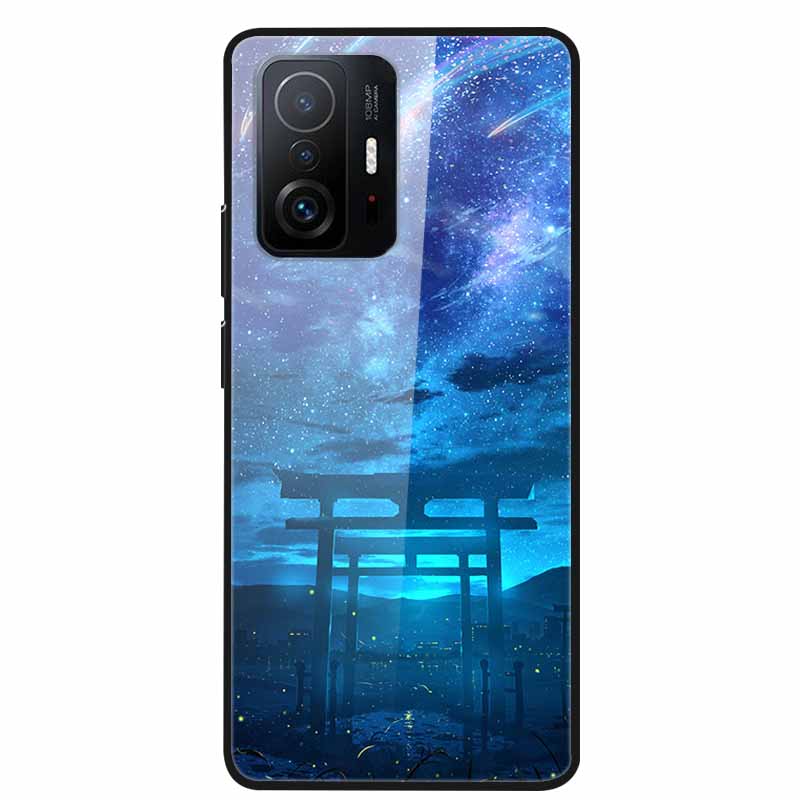 Case For Xiaomi 11T Pro Glass Hard Tempered Glass PC Phone Cover For Xiaomi Mi 11T 11 T Pro Shockproof Landscape Cute Capa Coque