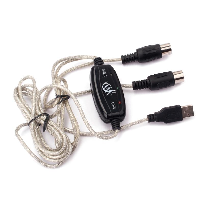 High-Quality Keyboard to PC USB MIDI Cable Converter PC to Music Keyboard Cord USB IN-OUT MIDI Interface Cable 1