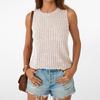 Dámské topy Kulatý výstřih Bez rukávů Slim Fit Pletené topy Jednobarevné Elastické Žebrované Tílka na denní nošení