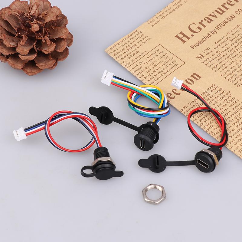 USB-C Hochstrom-Ladebuchse Buchse mit M11 Mutter Schnappverschluss-Plattenmontage Typ C Wasserdichter Buchsenstecker Buchse C
