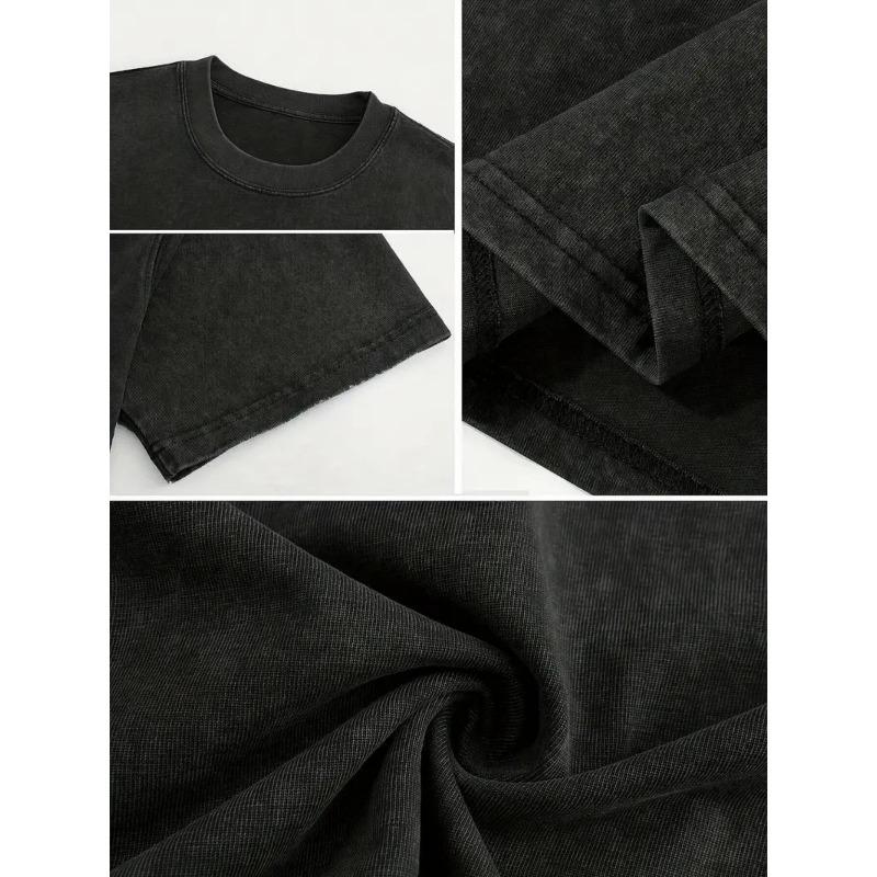 European sizes Men's Vintage Washed Pure Cotton T-Shirt Oversized Retro Style Outfitters Breathable Short Sleeve Tee for Casual Wear