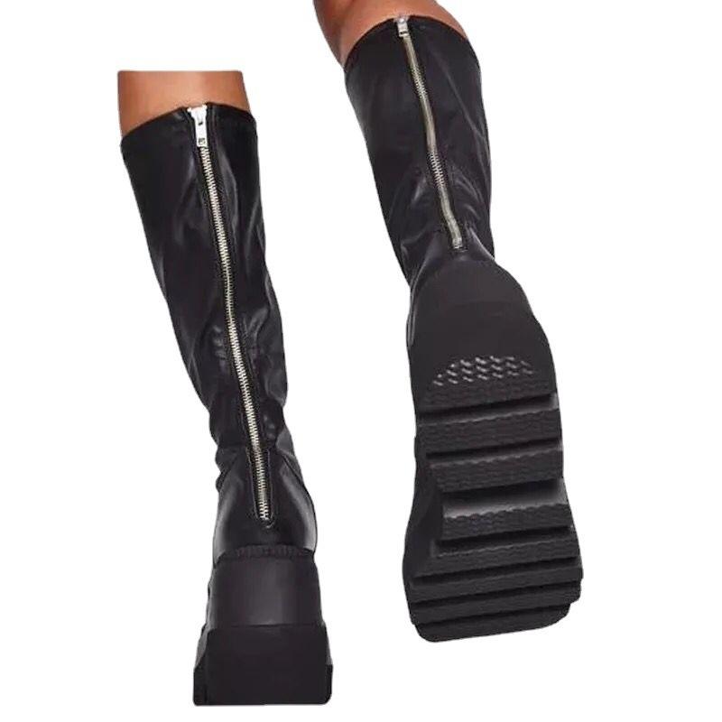 Martin boots autumn and winter new large size wedge heel high women's boots thick-soled rear zipper knight boots