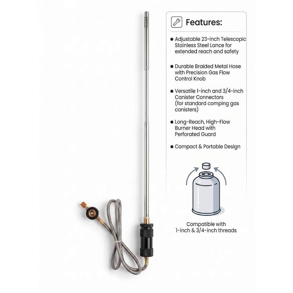 Pandatour Extended Telescopic Blow Torch for Camping Fire Starting High-Intensity Flame New Folding Design with Braided Hose 4