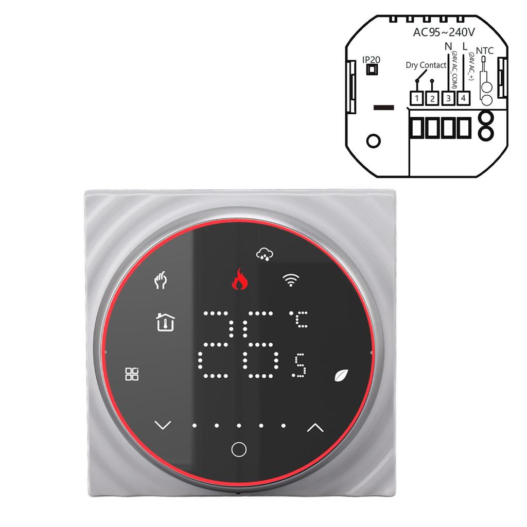 Smart Home Thermostat APP Voice Control Programmable High Accuracy Dry Contact Wall Hanging Furnace WiFi Thermostat for Boiler Heating AC 95V To 240V