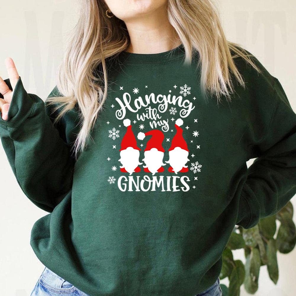 

Толстовка унисекс с рождественскими гномами, толстовка с капюшоном My Gnomies, забавный пуловер с рисунком Санта-Гномов, одинаковый рождественский свитшот с круглым вырезом