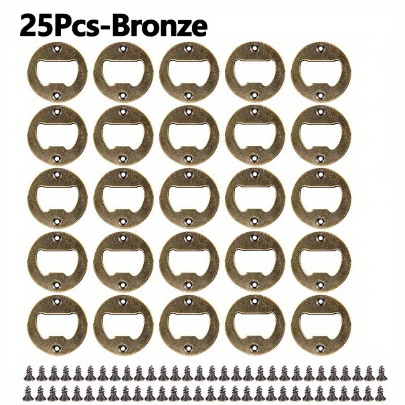 

25 Iron Sheet Bottle Openers with Nickel-plated Screws Thickened Round Beer Bottle Opener Hardware Accessories Bronze color