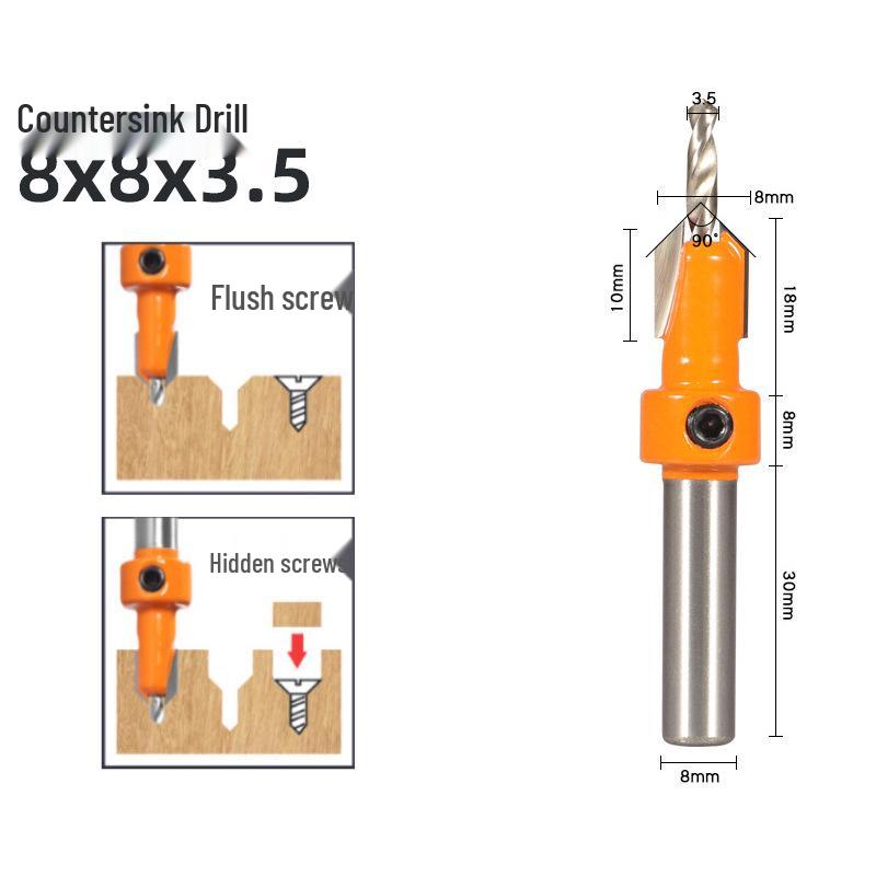 Woodworking Alloy Head Countersink & Step Drill for Self-Tapping Screws