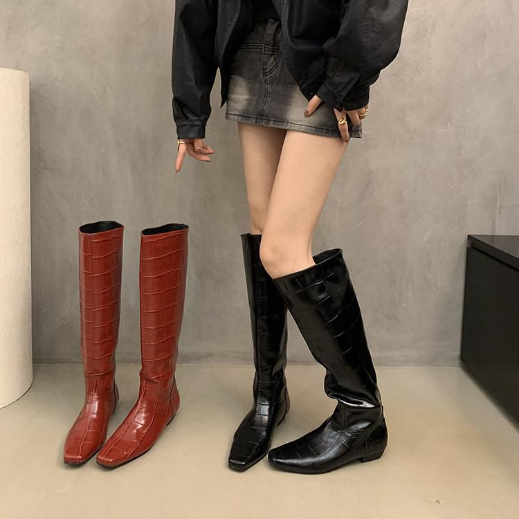 British retro thick heel high boots knight boots women's boots autumn and winter sleeve boots knee boots straight boots