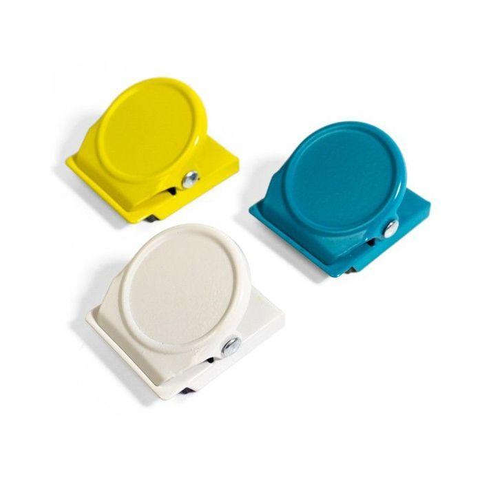 Pinces aimantées - Color Clip - Lot de 3 - Couleurs estivales - 3,5x3x2,3 cm