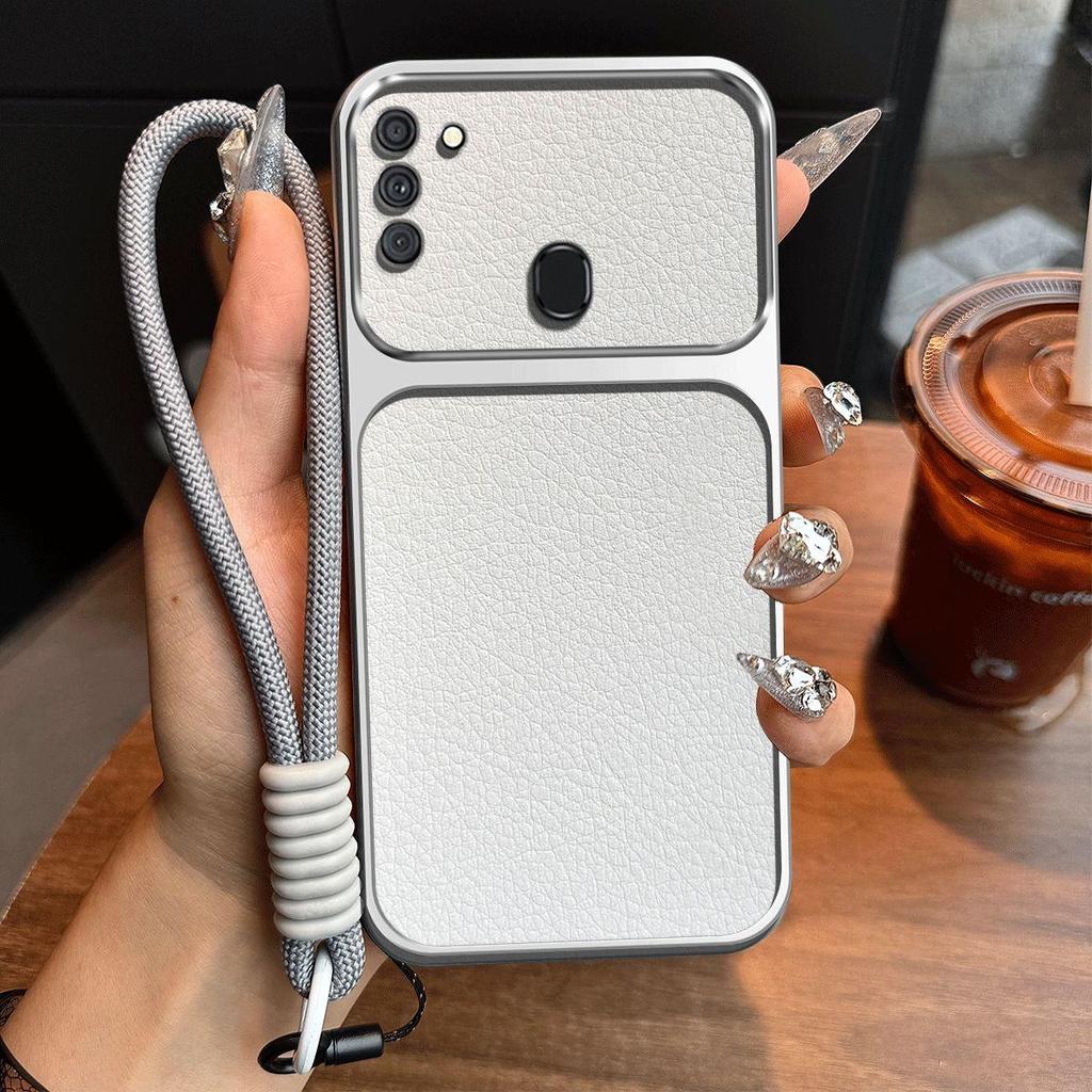 Luxury Big Window Phone Case with Lanyard for Samsung Galaxy A11 Premium Textured Casing