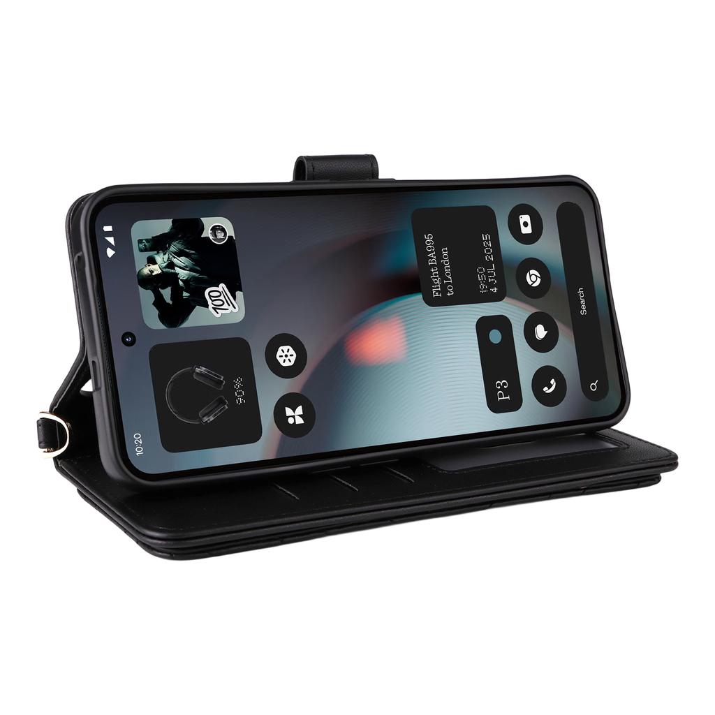 For Nothing Phone (3) 5G Case with Shoulder/Wrist Strap Leather Phone Cover Stand Wallet